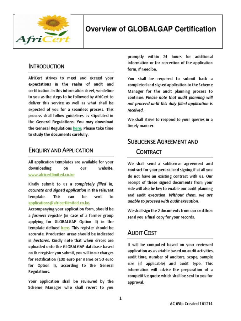 GLOBALGAP Certification Process Guide | PDF | Audit | Business