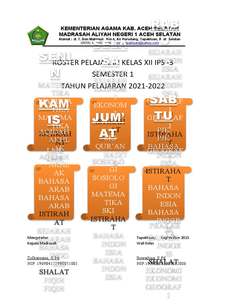 Roster Kelas XII IPS 2021-2022 | PDF