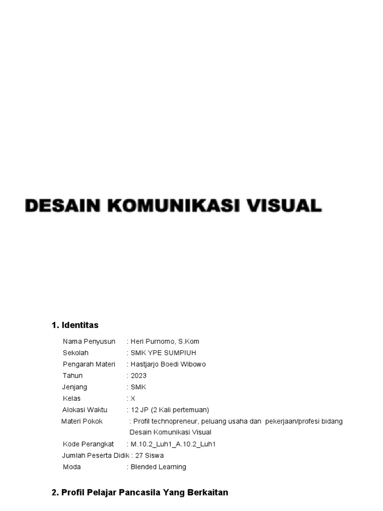 Modul Ajar Dasar Desain Komunikasi Visual Fase E Pdf