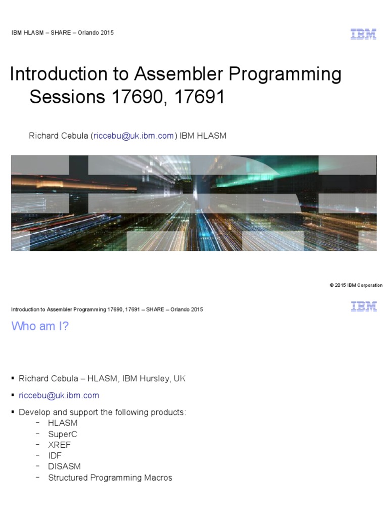 Introduction To Assembler Programming SHARE 2015 | PDF | Assembly ...