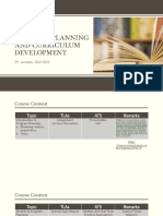 Program Planning and Curriculum Development