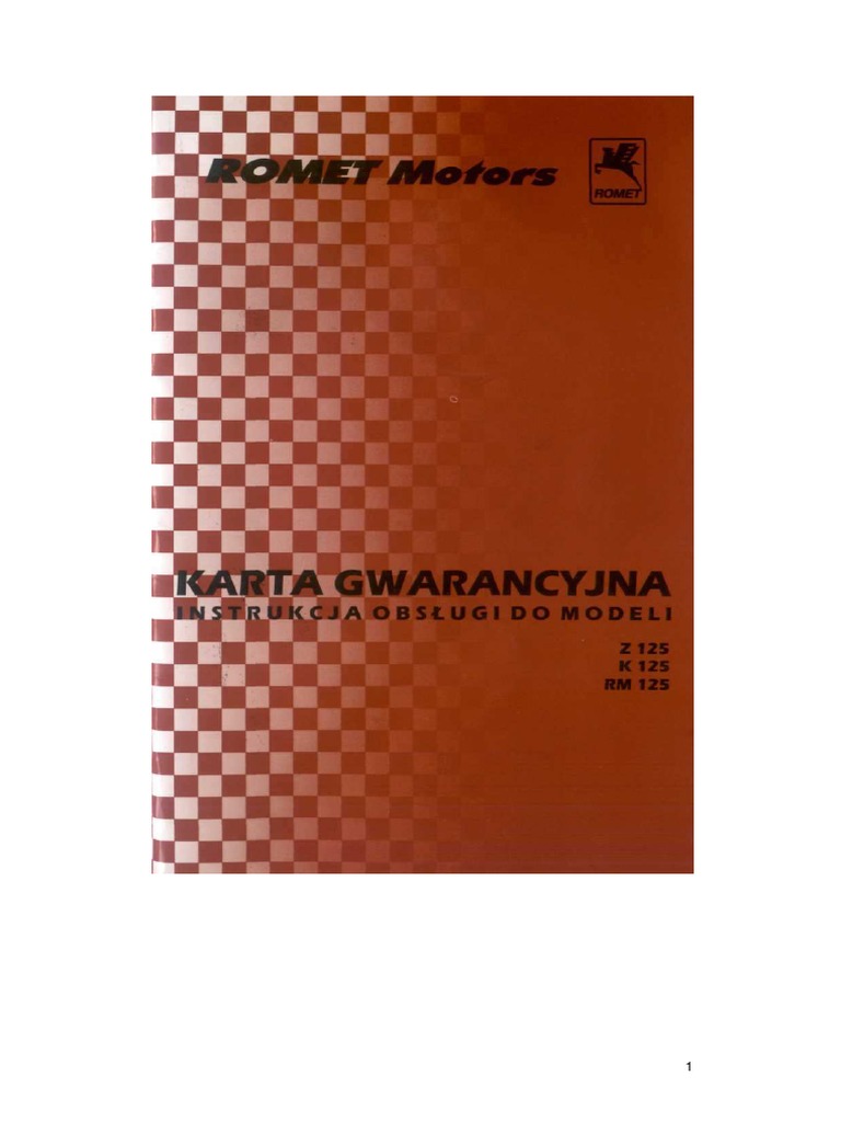 Instrukcja Obsługi Romet Z125 K125 RM125 | PDF