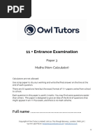 11 Plus Owl Maths 3 Question Booklet