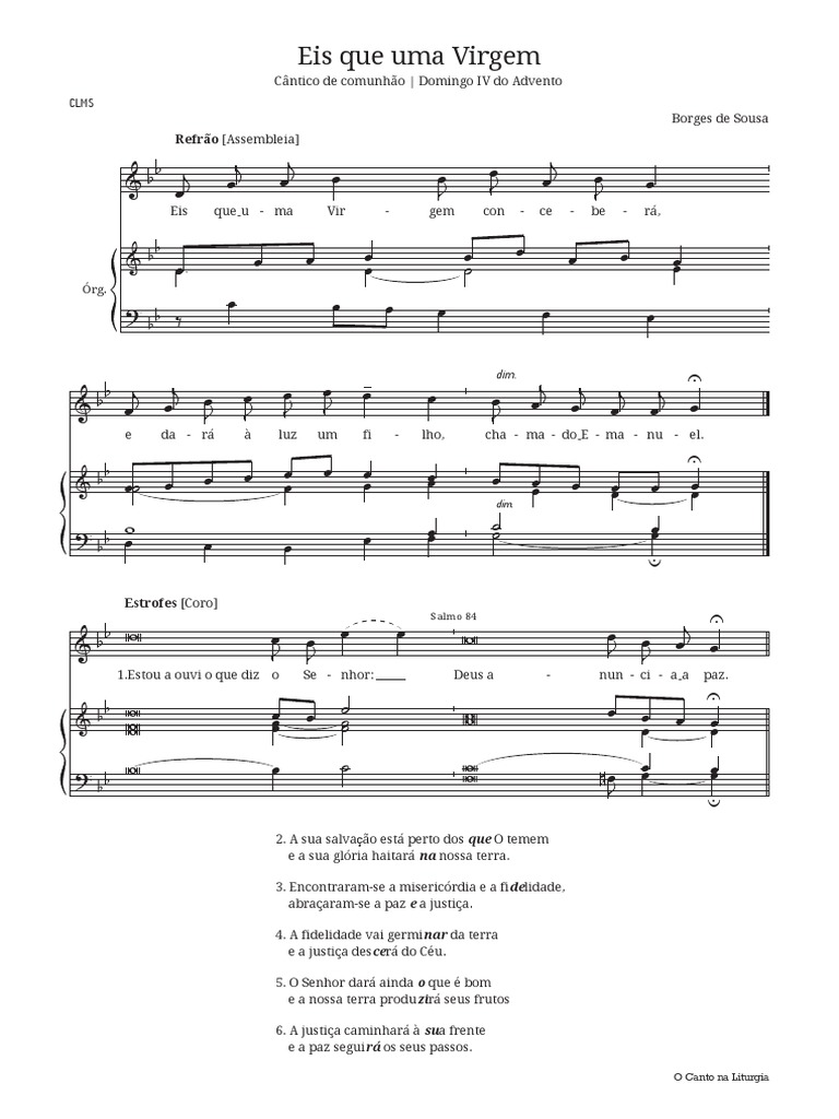 Eis Que Uma Virgem - Borges de Sousa | PDF | Adoração e liturgia cristã, image size:768x1024