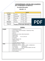 Grade 2 Nov, Dec Assessments - Date Sheet and Syllabus
