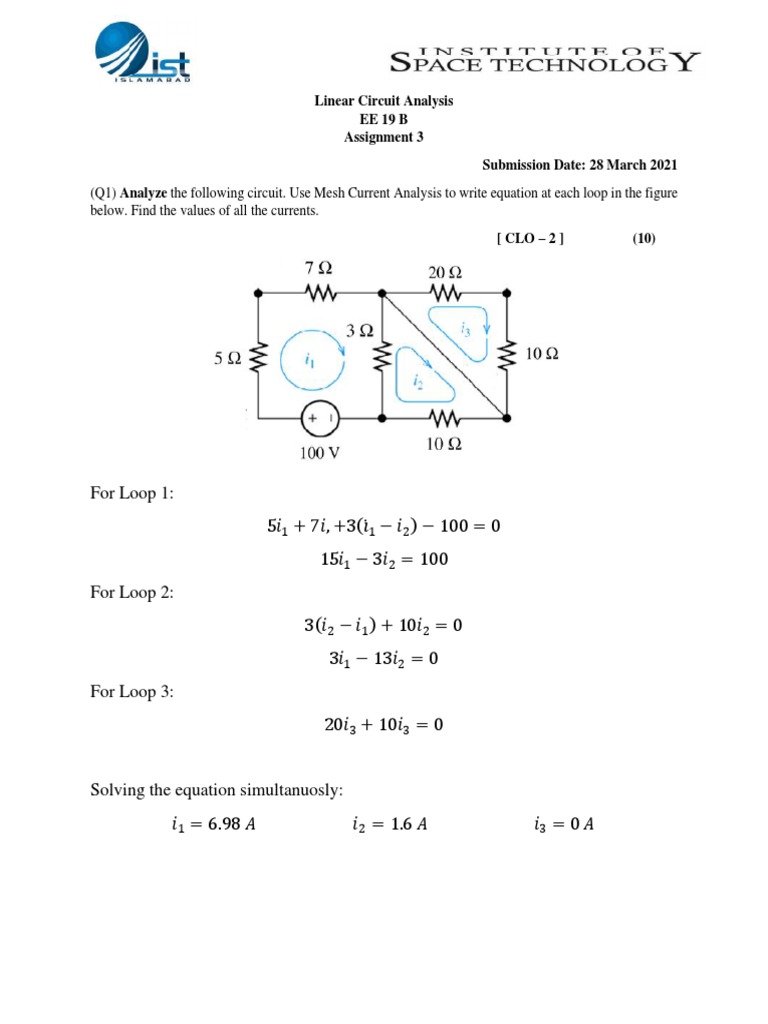 Mesh Current Analysis in Circuits | PDF