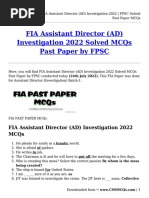 FIA Assistant Director (AD) Investigation 2022 - FPSC Solved Past Paper MCQs