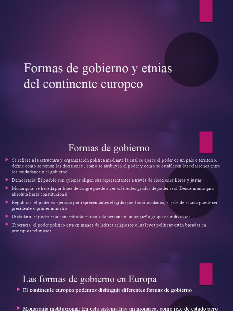 Formas de gobierno y etnias del continente europeo priscila pdf