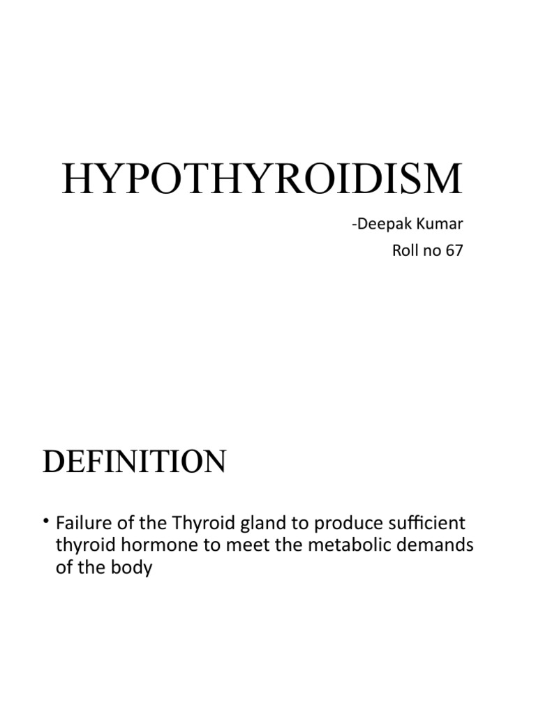 HYPOTHYROIDISM PDF Hypothyroidism Thyroid