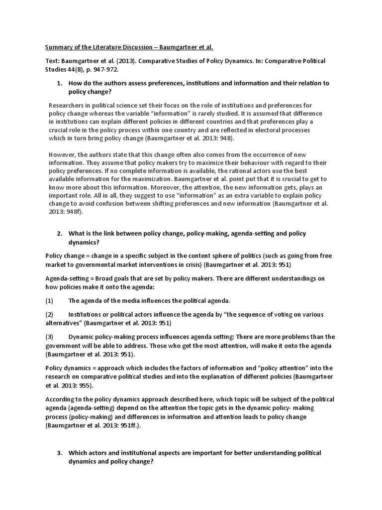Policy Dynamics in Baumgartner et al. | PDF | Policy | Information