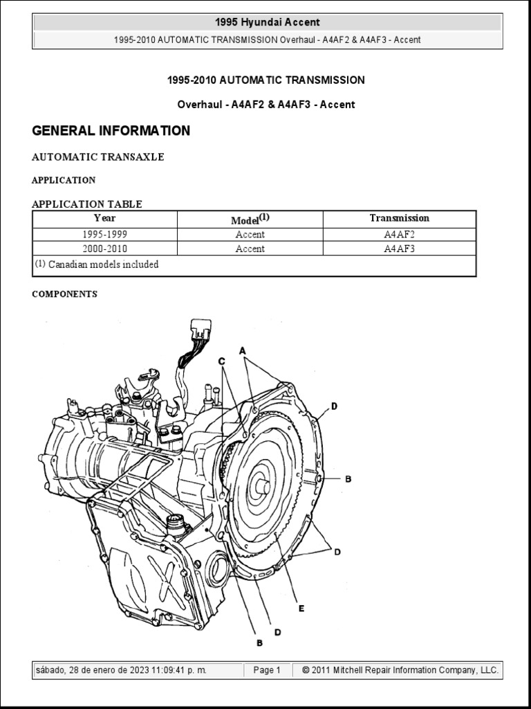 A4AF2 & A4AF3 Transmission Overhaul Guide | PDF | Automatic ...