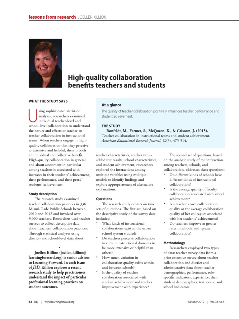 Benefits of High-Quality Teacher Collaboration | PDF | Teachers ...