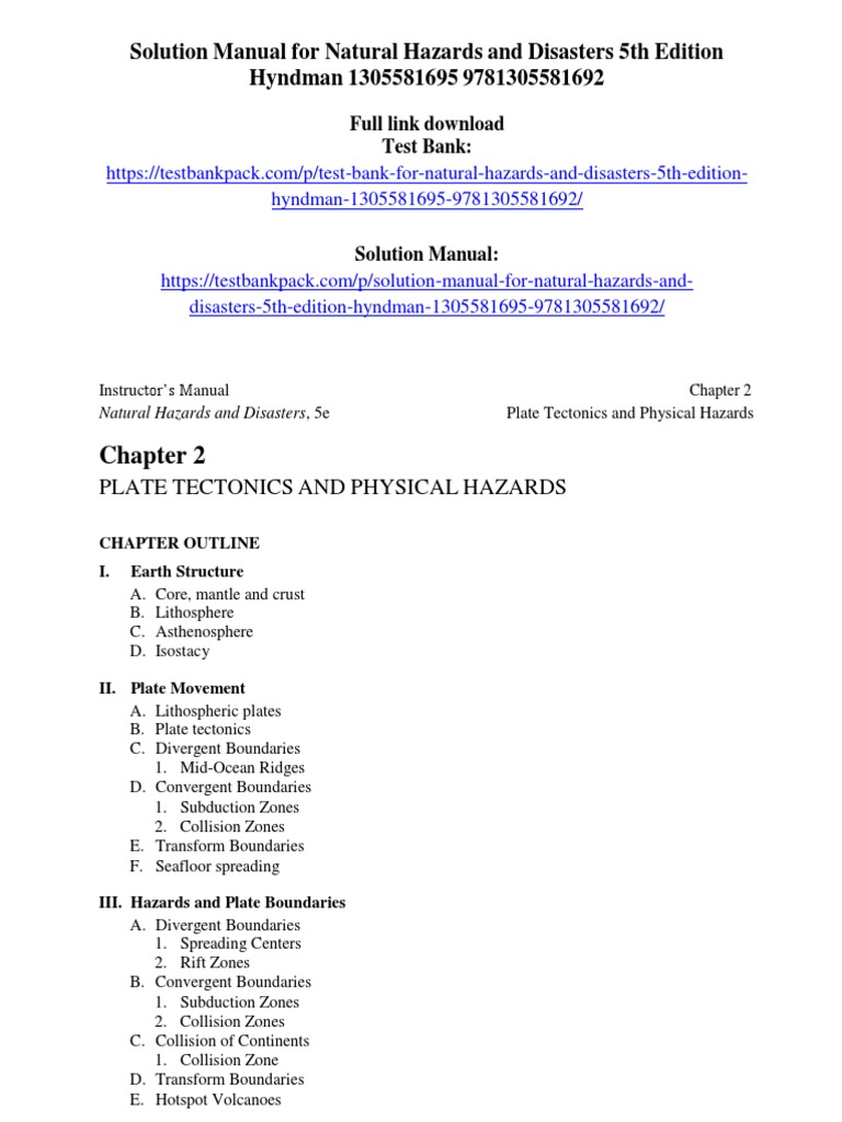 Natural Hazards and Disasters 5th Edition Hyndman Solution Manual | PDF ...