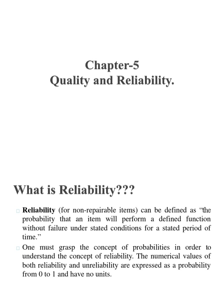 Chapter-5 Quality and Reliability (L4T2) PDF | PDF | Reliability ...