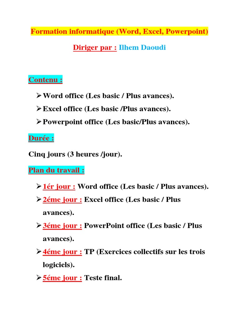 Formation Word, Excel, PowerPoint | PDF | Microsoft Excel | Microsoft Word