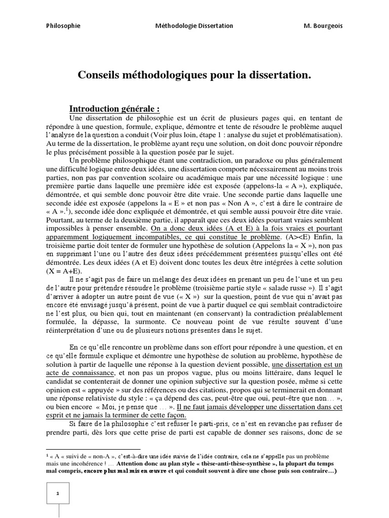 Conseils Méthodologiques Dissertation Pdf Développement Personnel