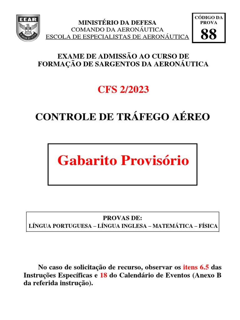 Gabarito Provisório CFS 2/2023 | PDF | Sintaxe | Gramática