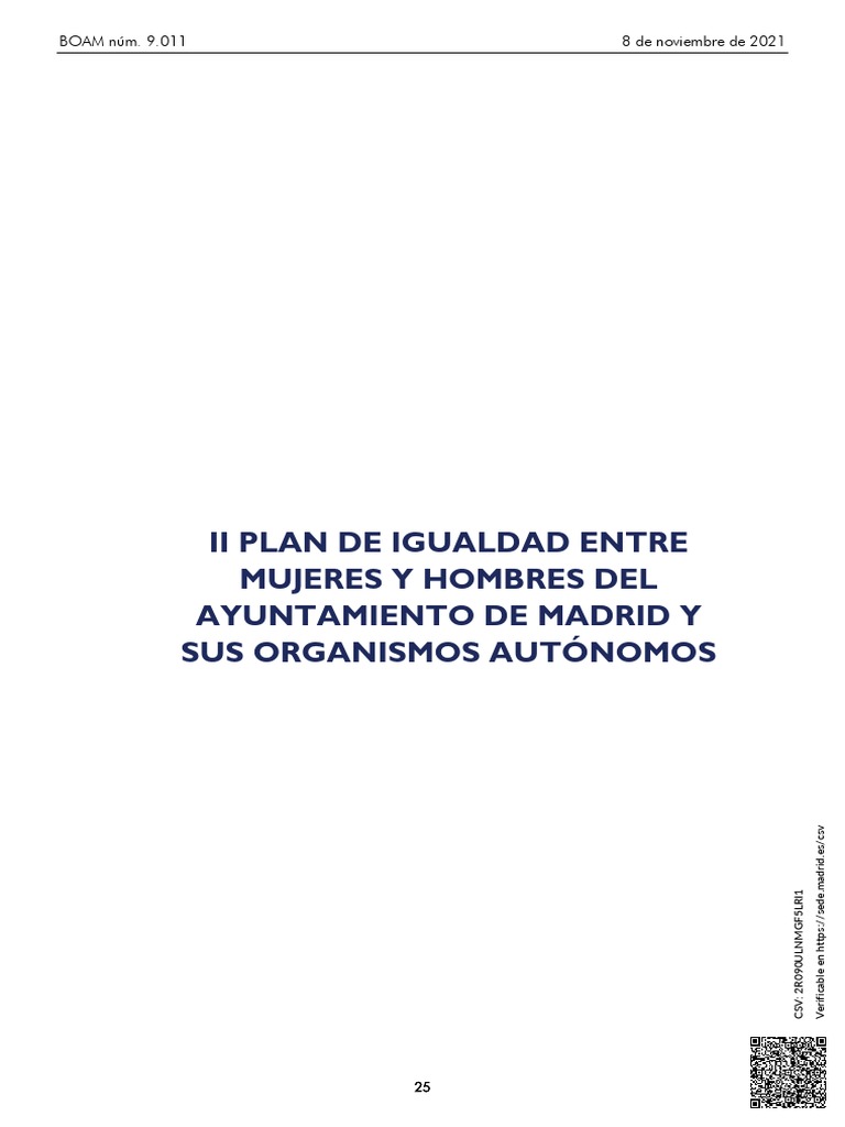 II Plan de Igualdad Ayuntamiento Madrid | PDF | Igualdad de género ...