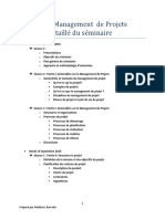 Plan Du Seminaire Management de Projets 13 Au 17 Sep 2010