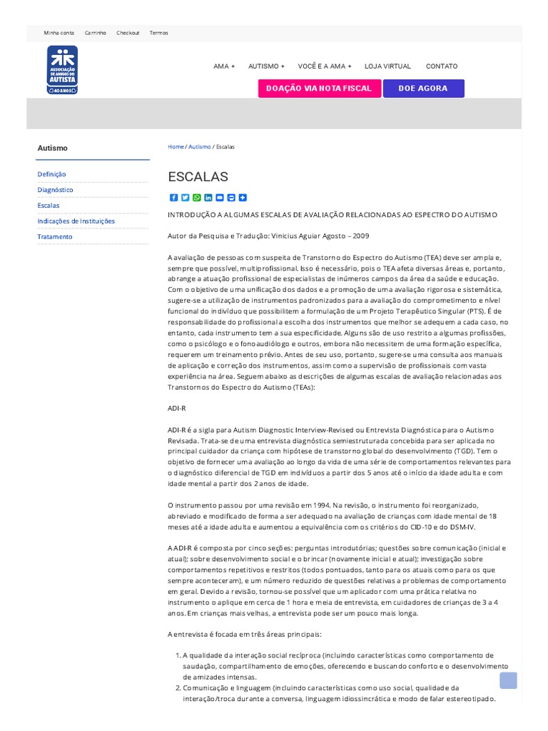 Escalas - AMA | PDF | Espectro do autismo | Conceitos psicológicos