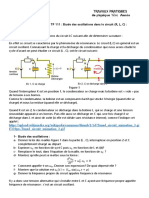 Travail Préparatoire TP 111 Oscillations Circuit RLC