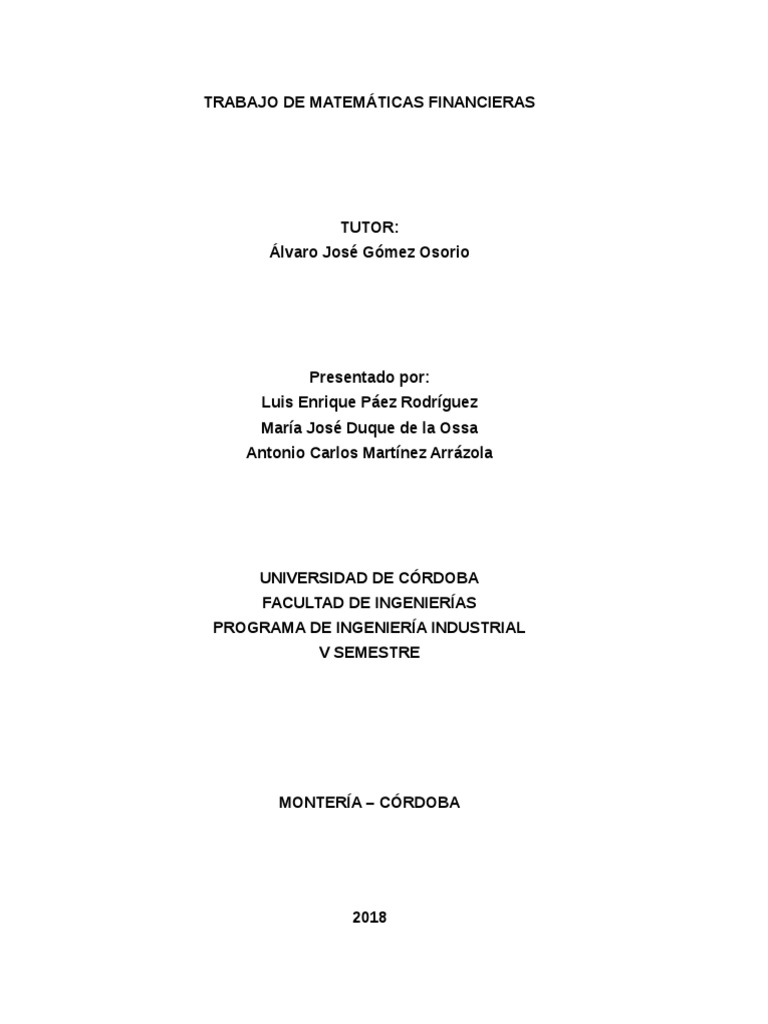 Matemáticas Financieras en Ingeniería | PDF | Tasa interna de retorno ...
