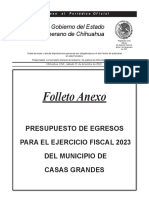 Folleto Anexo: Presupuesto de Egresos para El Ejercicio Fiscal 2023 Del Municipio de Casas Grandes