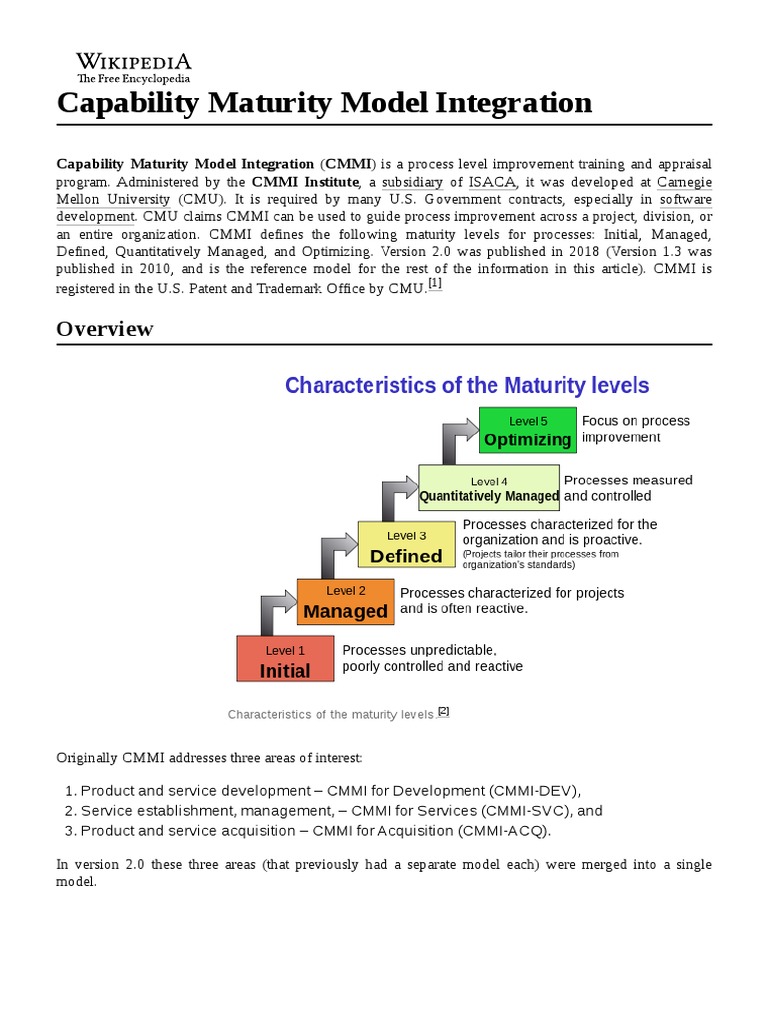 CMMI Overview and Process Integration | PDF | Product Development ...