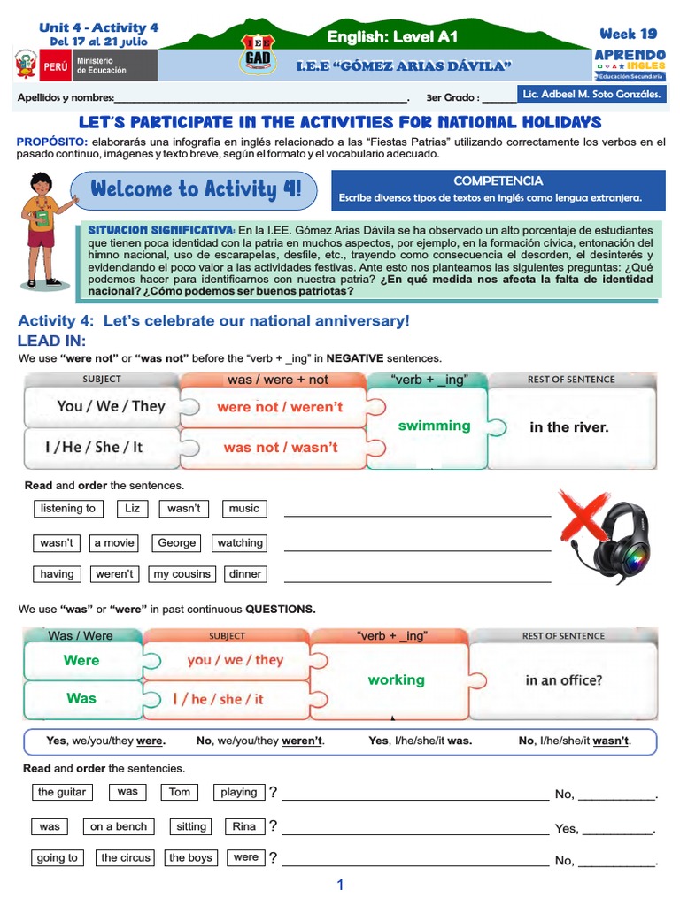 Unit 4 Activity 4 A1 - Escribe | PDF | Comunicación humana | Lingüística