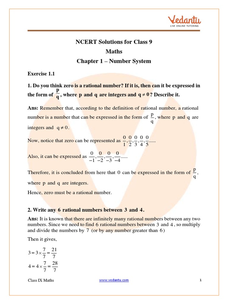 Maths Class 9 Exercise 1.4
