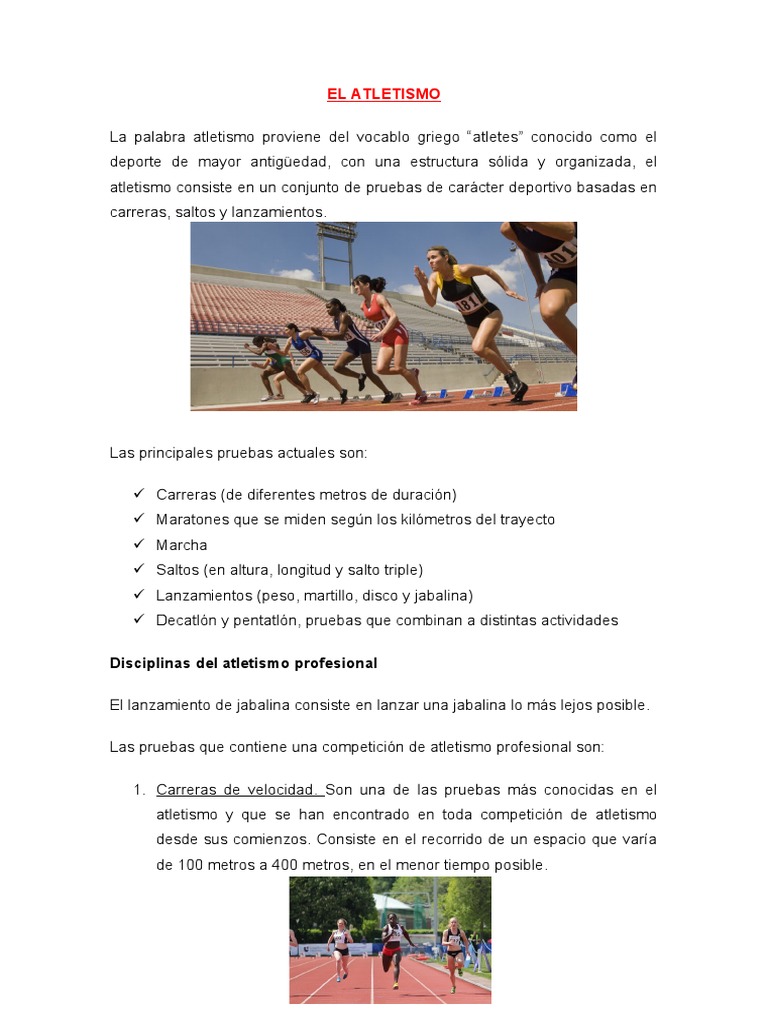 Introducción al Atletismo en Educación Física | PDF | Deporte del ...