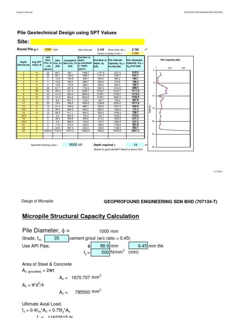Pile Design Using SPT | PDF | Deep Foundation | Civil Engineering