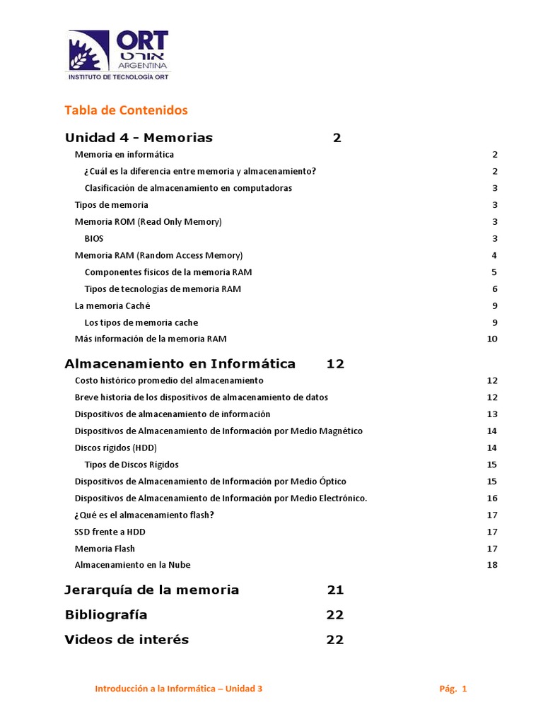 Unidad 4 Memorias | PDF | Almacenamiento de datos de la computadora ...