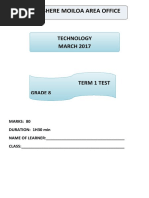 Technology Grade 8 2017 March Test 1