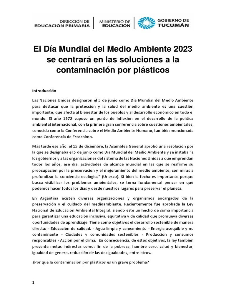 5 de Junio Dia Mundial Del Medio Ambiente | PDF | Residuos | Entorno ...