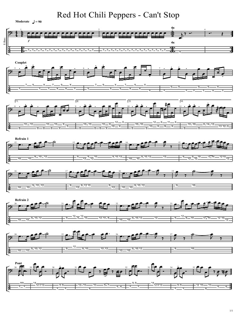 Red Hot Chili Peppers Cant Stop | PDF | Rock Music | Alternative Rock