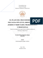 El Plazo Del Procedimiento de Fiscalización en El Ordenamiento Jurídico Tributario