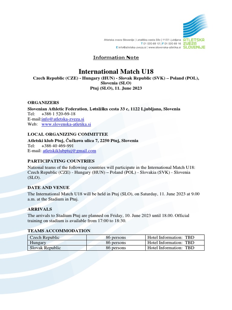 5 Match U18 Information 2023 PDF Track And Field Sport Of Athletics