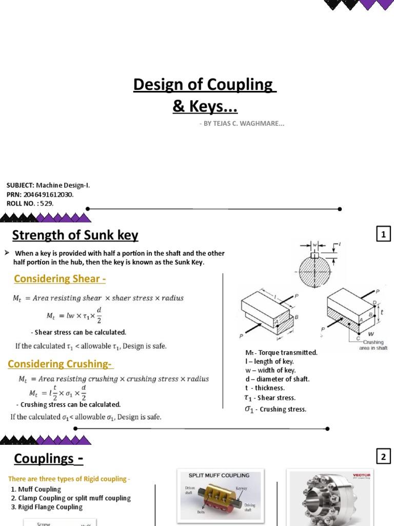 Design of Coupling and Keys PDF Classical Mechanics Applied And