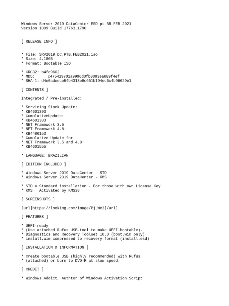 Windows Server 2019 DataCenter ESD PT BR FEB 2021 Gen2 PDF
