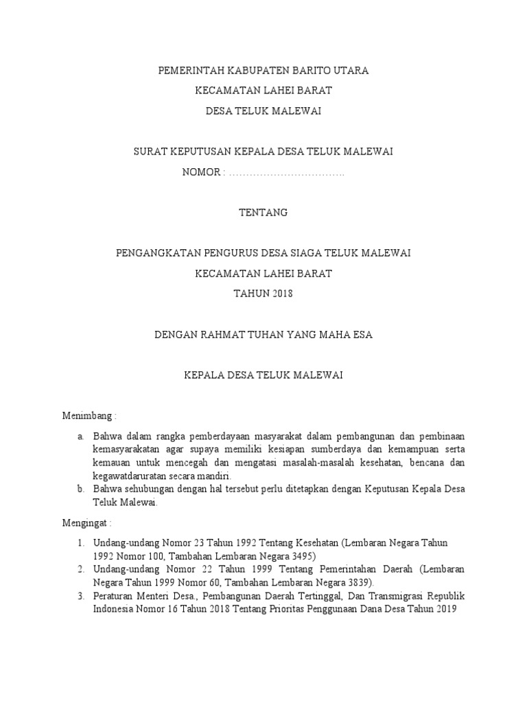 Contoh Sk Desa Pdf