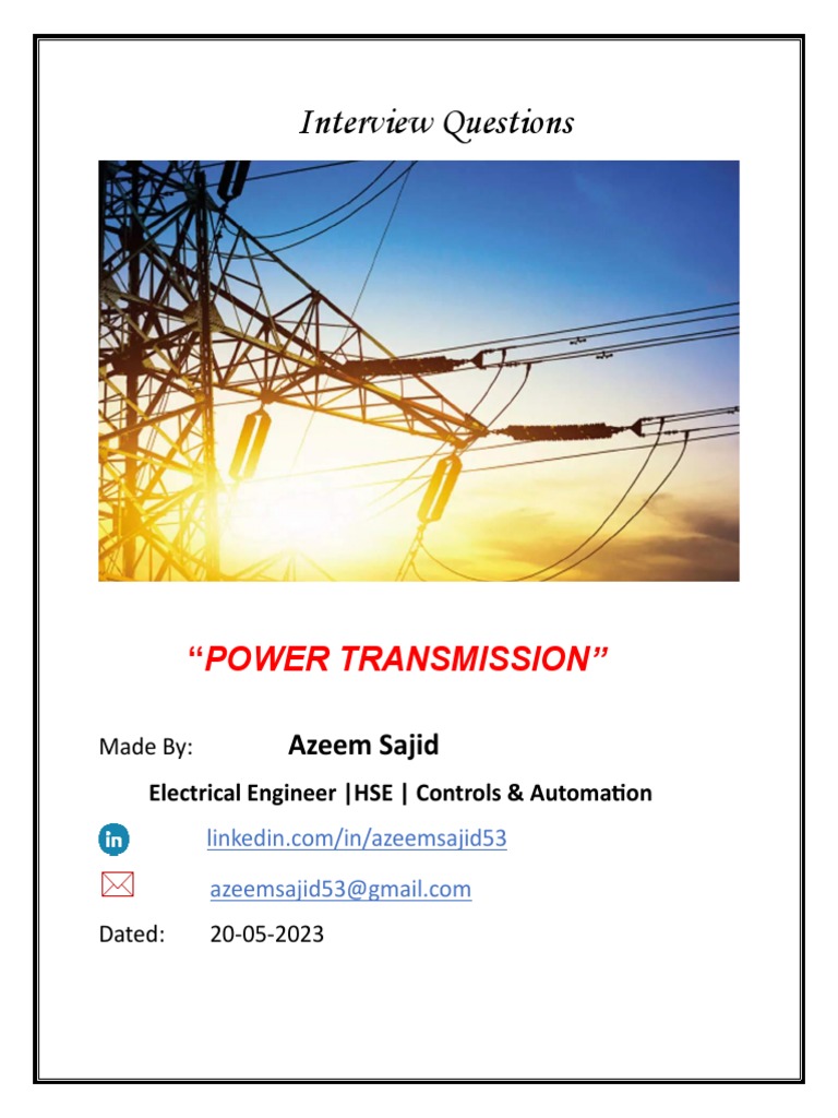 Power Transmission Interview Questions Pdf Electric Power