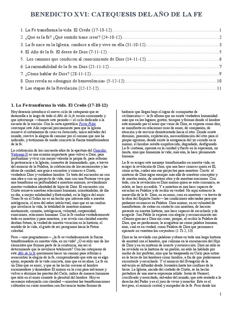 Catequesis sobre la Fe en Cristo | PDF | Fe | La resurrección de Jesús