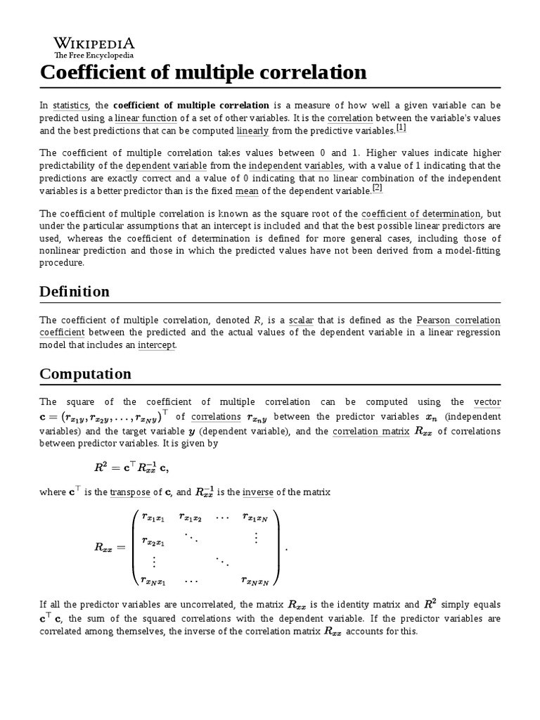 Coefficient of multiple correlation pdf coefficient of