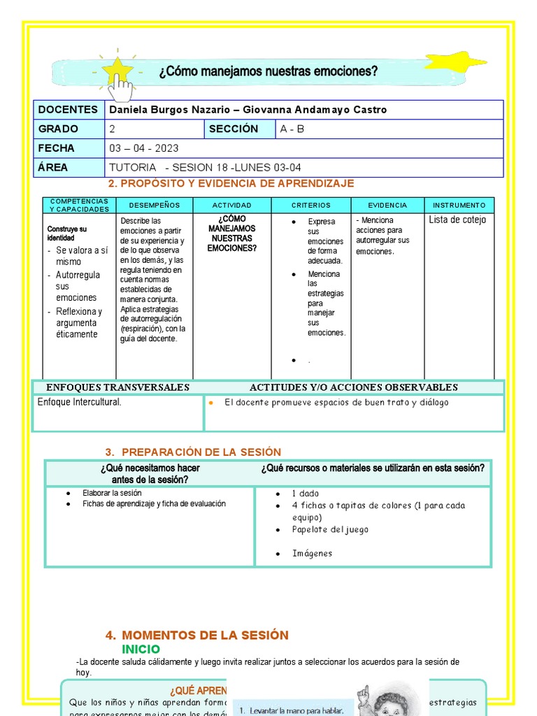 Manejo de emociones en educación inicial | PDF | Las emociones ...