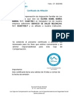 Certificado de Afiliación: Folio: CF - 2532465