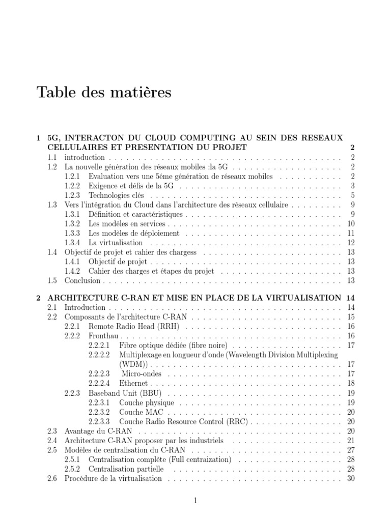 Rapport Pfe 5G C-RAN | PDF | Cloud computing | Internet des objets
