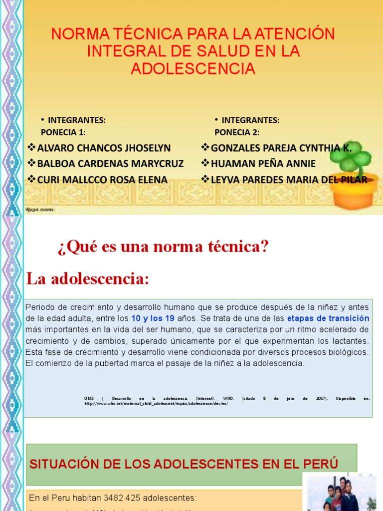 Norma Técnica de Atención Integral Adolescente | PDF | Adolescencia ...