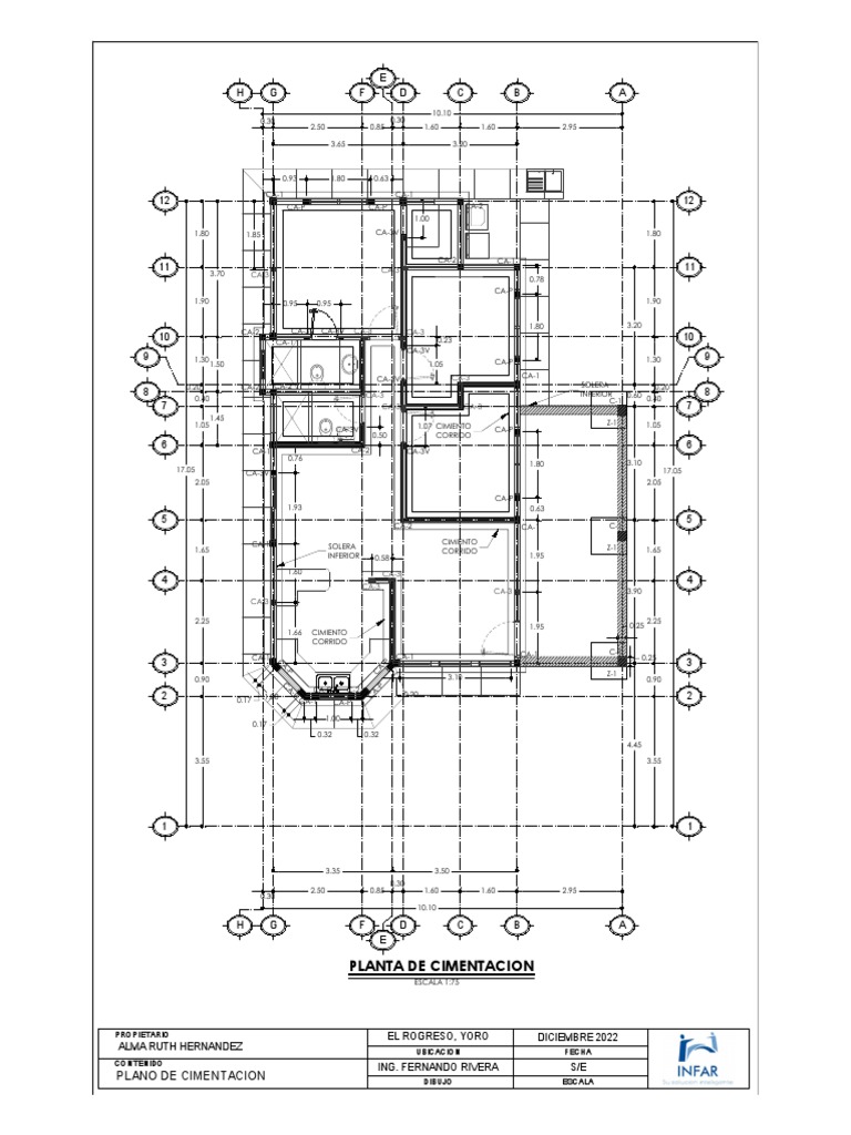 A B C F G D E H Planta de Cimentacion PDF