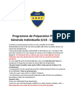 Programme de Préparation Physique Générale Individuelle (U16 - U17 - U18)